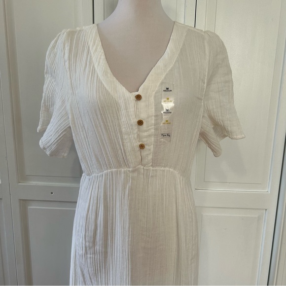 Myra Bay Off-White V-Neck Midi Dress M - Picture 8 of 16